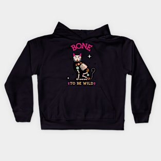 Halloween Bone to be Wild Cat Kids Hoodie